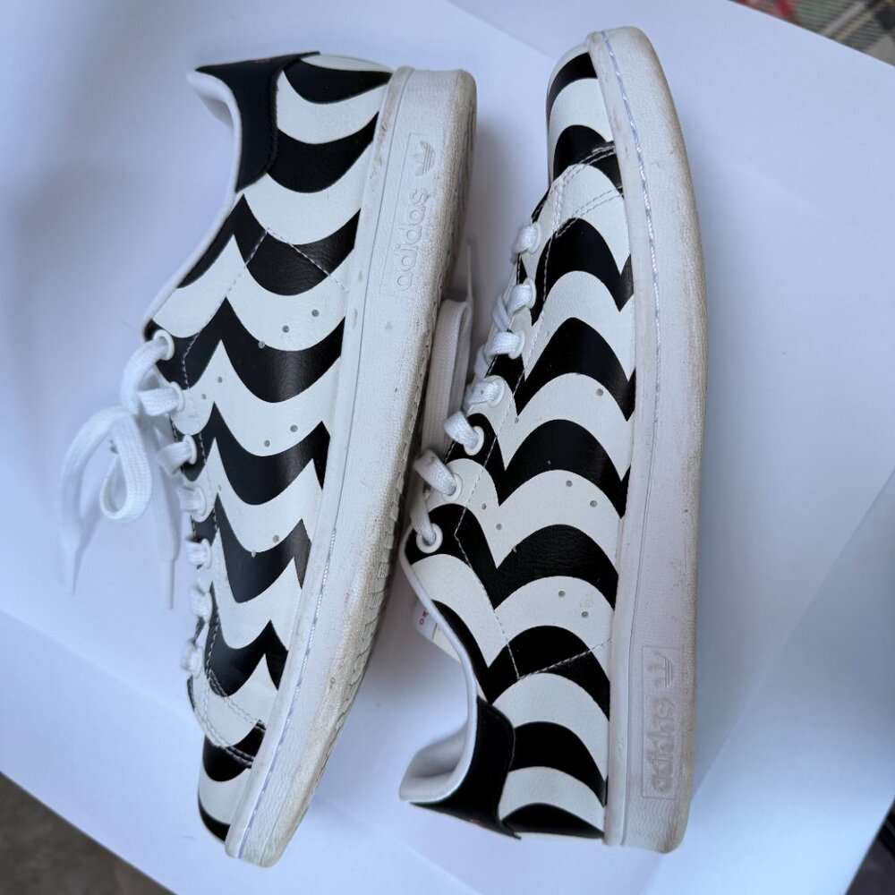 Adidas Marimekko Shoes Womens Size 9.5 Black White Art Sneakers Stan Smith - Picture 5 of 6